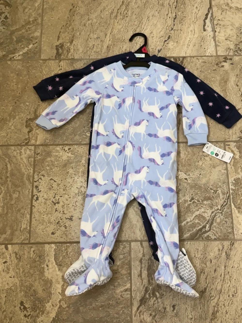 NWT Size 18 Months Carter's Lavender Unicorn Footed 2-Piece Pajamas